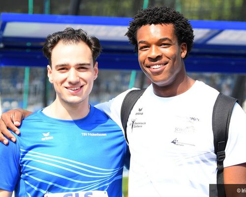 Clesio de Carvalho (rechts, LG Steinlach Zollern) hier neben Konstantinos Pindonis (links, TSV Frickenhausen) im vergangenen Jahr bei der Jugend DM ebenfalls in Bochum-Wattenscheid.
